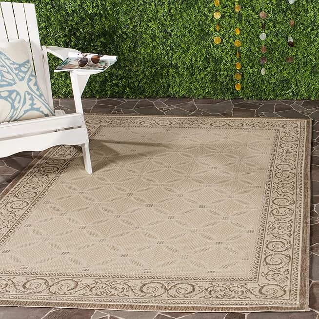 SAFAVIEH Courtyard Collection Area Rug - 9' x 12', Natural & Brown, Non-Shedding & Easy Care, Indoor/Outdoor & Washable-Ideal for Patio, Backyard, Mudroom (CY1502-3001)