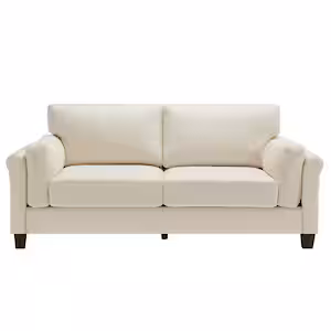 Morden Minimalist Sofa 3-Piece Beige Linen Living Room Set Couch with Thick Cushion for Home and Office