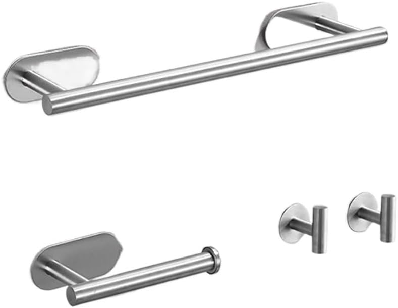 304 stainless steel towel rack set, bathroom non perforated wall hanging(white-Fruit peach5)