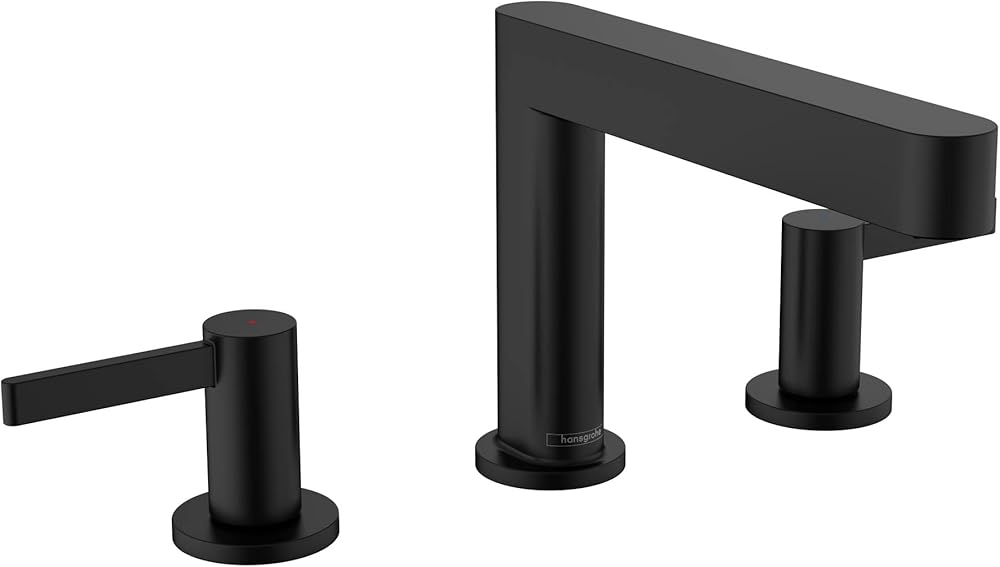 hansgrohe Finoris Modern 2-Handle 3-Hole 0-inch Tall Bathroom Sink Faucet in Matte Black, 76033671