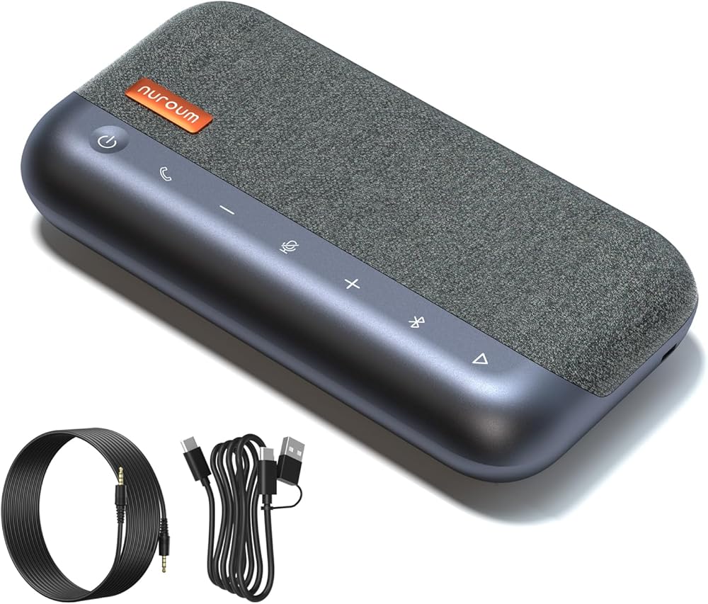 A35 Conference Speaker and Microphone, AI-Powered Noise Cancelling, 32kHZ 13ft Voice Pickup, Daisy Chain for up to 20 People, Bluetooth/USB Speakerphone Compatible with Zoom/Teams/Google Meet