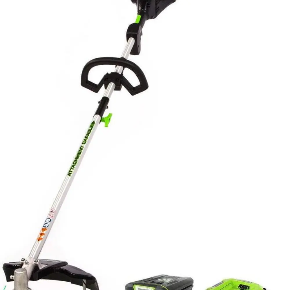 Greenworks 80 Volt 16 inch Brushless Attachment Capable String Trimmer with 2.0 Ah Battery and Charger, 2101102