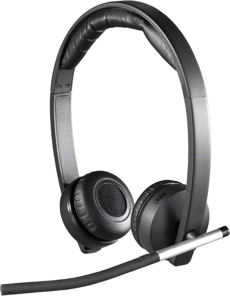 Logitech H820e Wireless Dual, Stereo Headphones with Noise-Cancelling Microphone, USB, Headset Controls, Indicator LED, PC/Mac/Laptop - Black
