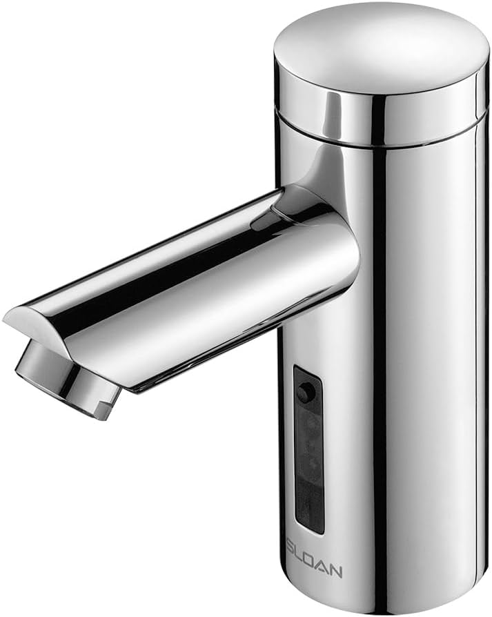 Sloan Optima EAF-200 Sensor Activated Touch-Free Faucet, Commercial Grade w/Mounting Hardware - 0.5 GPM Bluetooth Plug Adapter Hardwired Deck-Mounted Mid Body, Polished Chrome Finish, 3335050