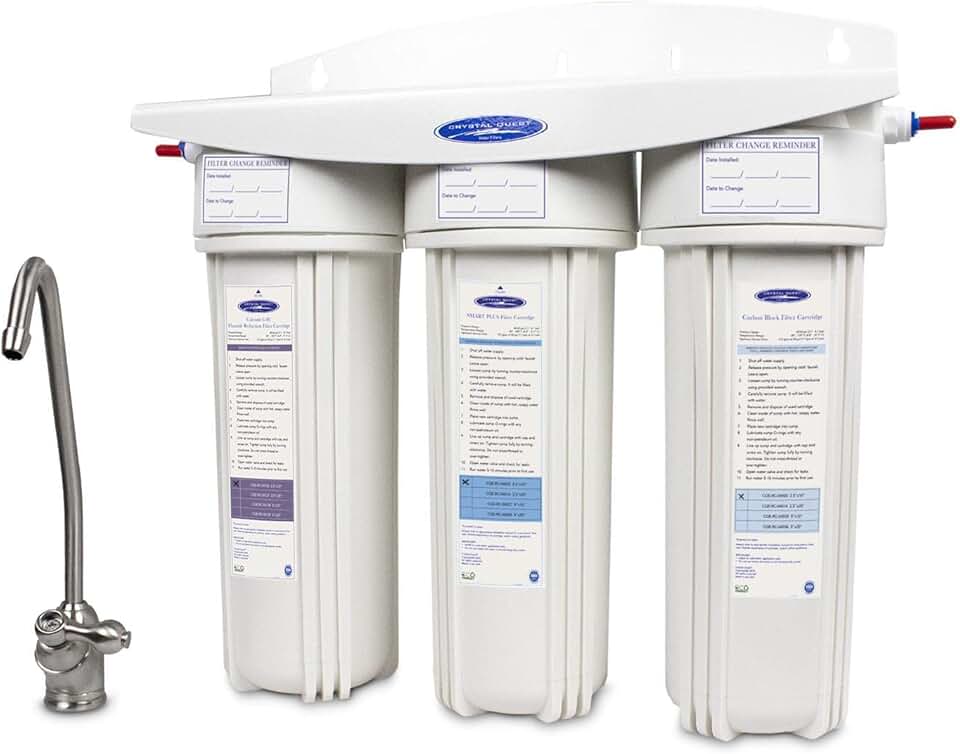 Crystal Quest Fluoride Under Sink Water Filter System | High Capacity | Reduces Fluoride, Chlorine, Chloramine, PFAS, and More