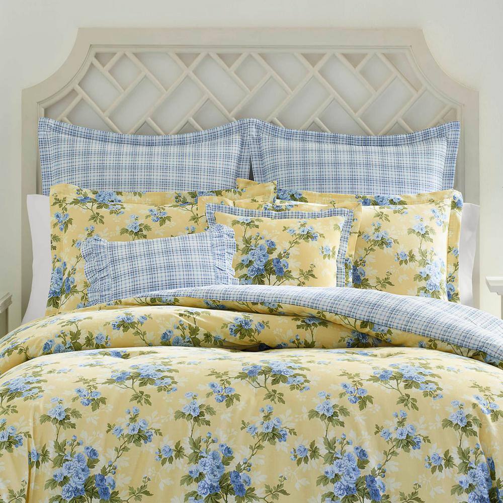 Laura Ashley Cassidy 7-Piece Yellow Floral Cotton King Comforter Set