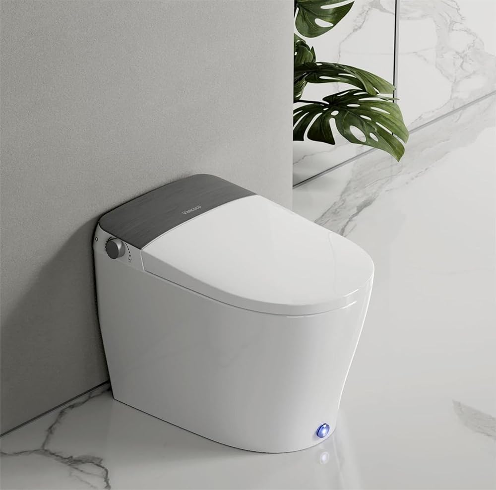 Smart Toilet with Bidet Built In, 1.27 GPF Automatic Flush Bidet Toilet with Auto Open/Close, Elongated Japanese Toilets for Bathroom with Night Light, Warm Water, Heated Seat, Remote Control