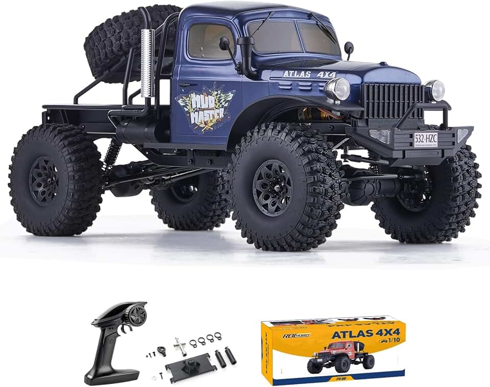RocHobby Atlas 1/10 RC Crawler, 2.4Ghz RC Rock Truck Off Road, RC Car Indoor&Outdoor 2 in 1, RC Rock Crawler 4x4 Hobby Grade for Adults Need to Complete with Battery (Blue)