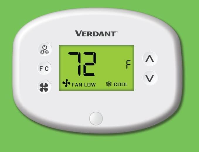 Verdant VX Series Wired Energy Management Thermostat, LCD Display, Built-in Occupancy Sensor, Hotel PTAC Thermostat, White
