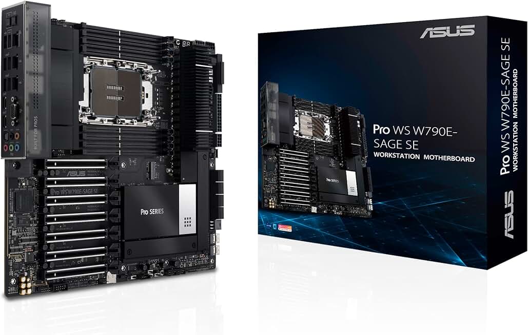 ASUS Pro WS W790 SAGE SE Intel LGA 4677 CEB Motherboard,PCIe 5.0, 7 xPCIe 5.0 x16 Slots,DDR5 R-DIMM, 2x10G BMC LAN, LAN Server-Grade Remote Management,Front and Rear USB 3.2 Gen 2x2 Type-C®,ACCE