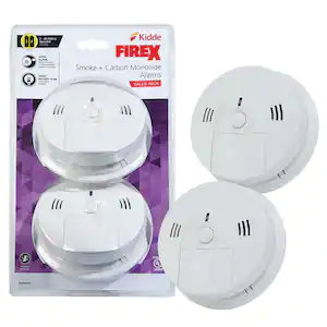 Kidde Firex Battery Operated Combination Smoke and Carbon Monoxide Detector with Ionization Sensor and Voice Alarm (2-Pack)