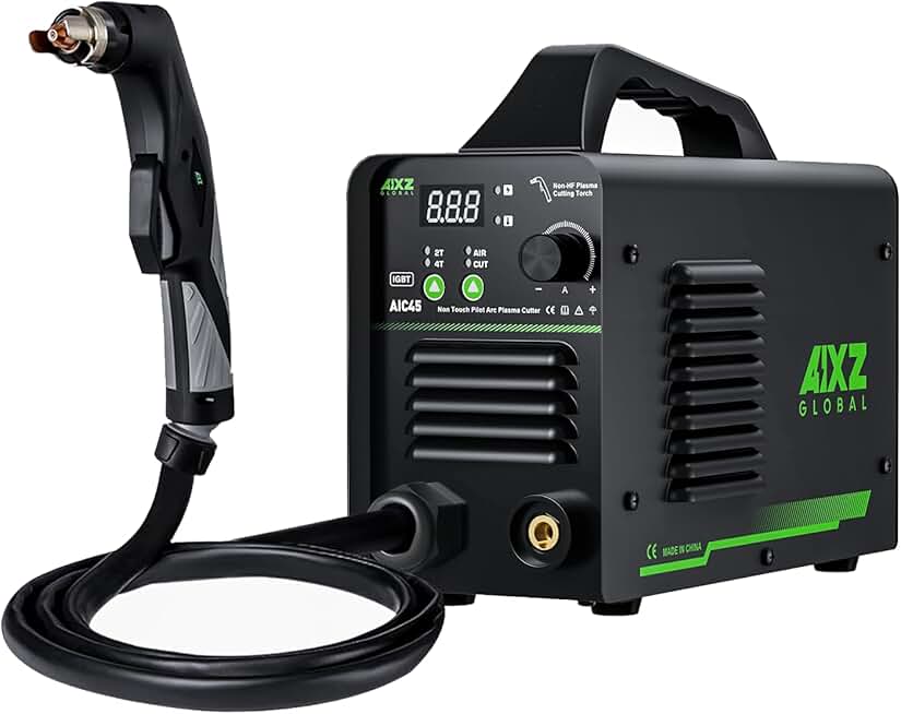 45A Plasma Cutter, Non-HF Non-Touch Pilot Arc 110/220V Plasma Cutting Machine with Digital Display IGBT Inverter 16mm Max Cut