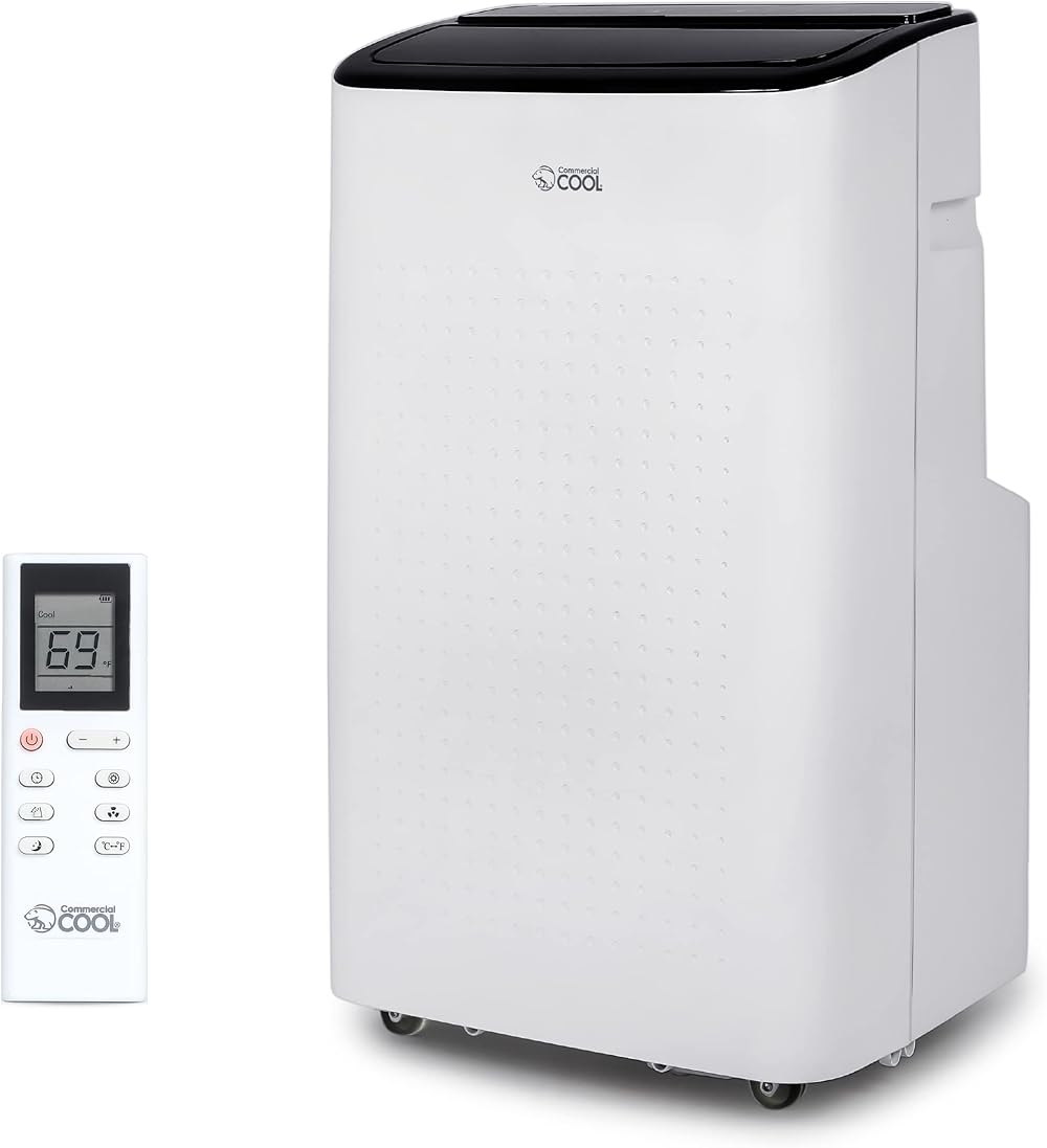 COMMERCIAL COOL Portable Air Conditioner 12,000 BTU Air Conditioner and Heat Unit with Dehumidifier & Fan, AC Unit Cools & Heats up to 550 Square Feet, White