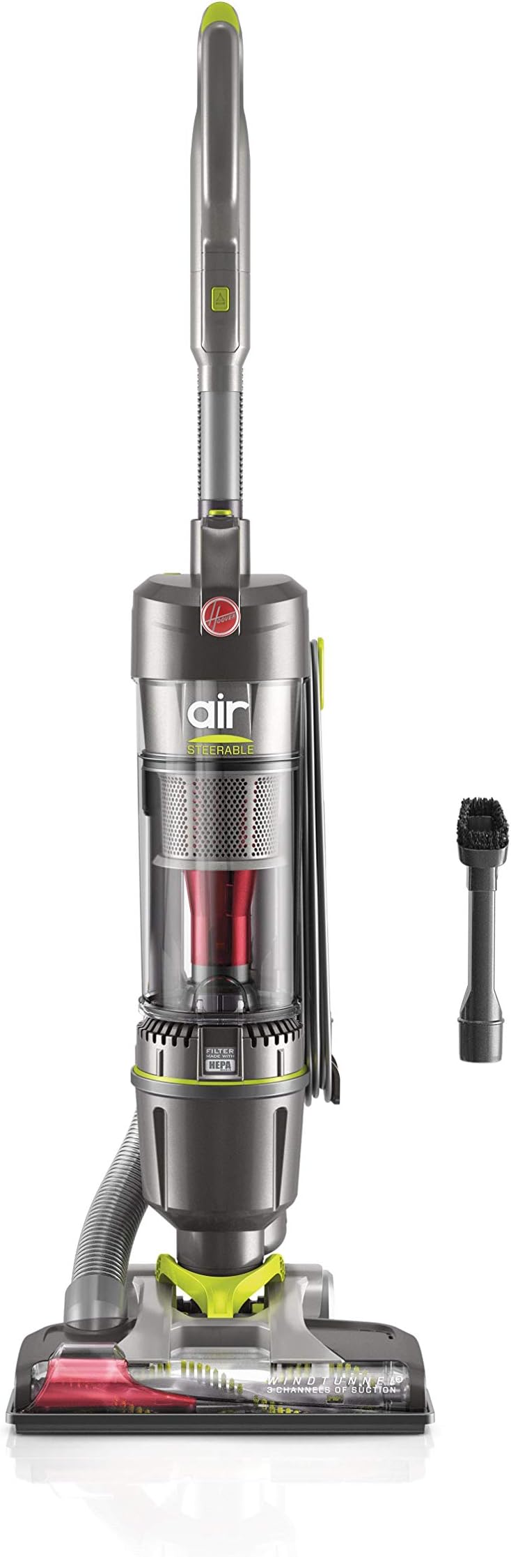 Hoover Windtunnel Air Steerable Bagless Upright Vacuum Cleaner, Lightweight, Corded, UH72400, Grey , Gray