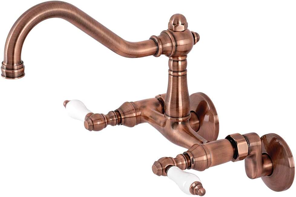 Kingston Brass KS322PLAC Vintage Kitchen Faucet, Antique Copper