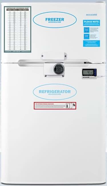 Summit Appliance AGP34RFLCALADA General Purpose ADA Height 2-Door Refrigerator-Freezer with Digital Refrigerator Control, Internal Fan, Combination Lock and NIST Calibrated Alarm/Thermometer