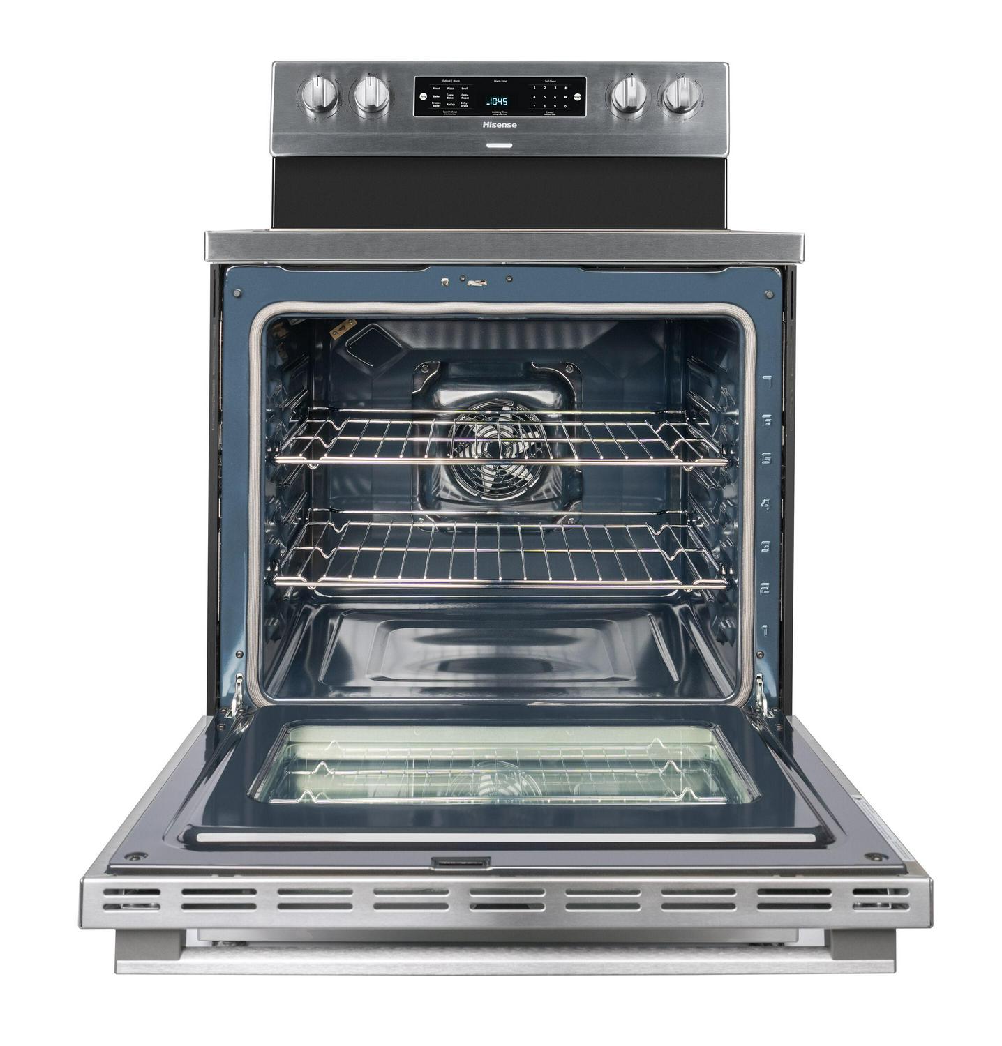 Hisense 30-in Glass Top 5 Burners 5.8-cu ft Self-Cleaning Air Fry Freestanding Electric Range (Stainless Steel)
