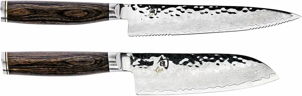 Shün Premier 2-piece Knife Set, 5½-inch Santoku Knife and 6½-inch Serrated Utility Knife