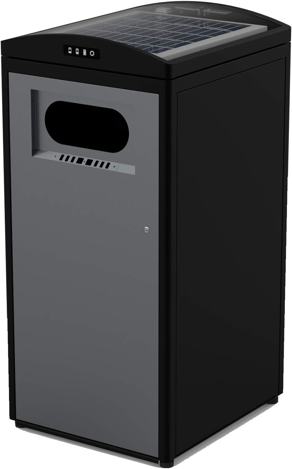 Solar Powered Trash Compacting Bin CleanCUBE 35gal 120L Wheelie bin Compatible Fill-Level Detection Advertising & Wrapping Available Data Monitoring and Analytics (Compacting, No CCN)