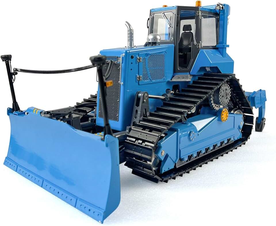 LESU RC Hydraulic Bulldozer 1/14 Aoue DT60 Remote Control Crawler Dozer Model （Blue）