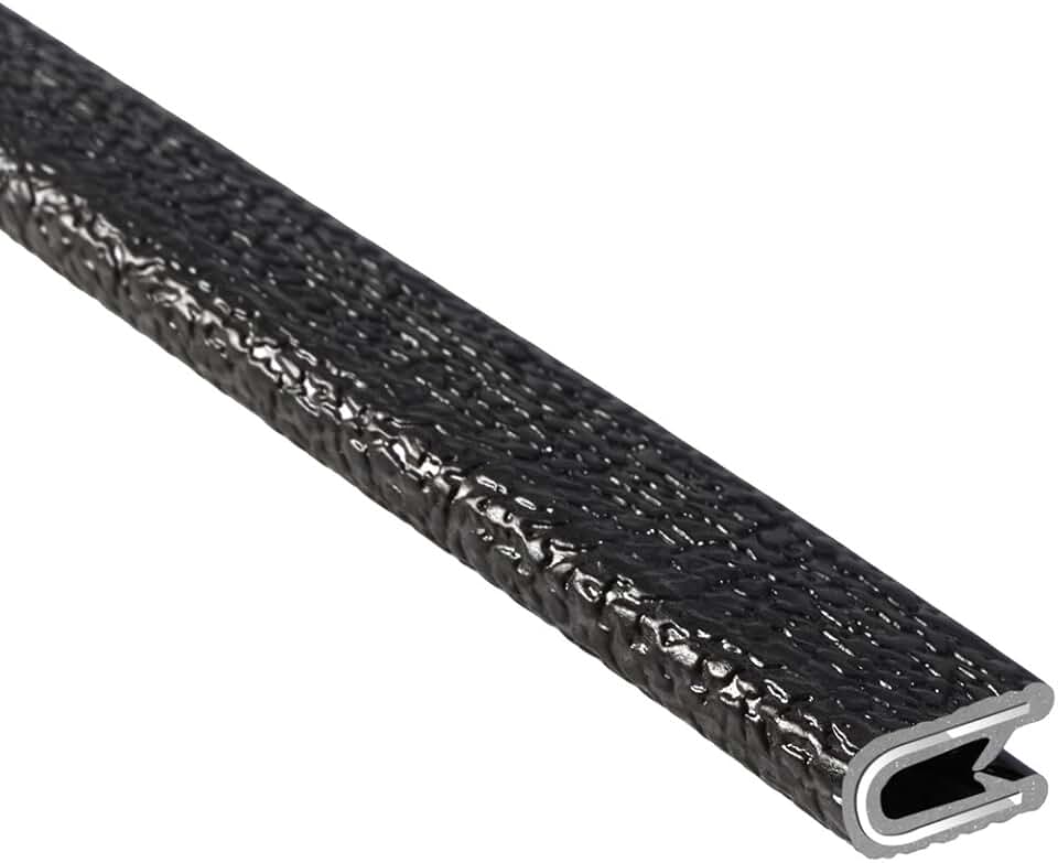 TRIM-LOK Edge Trim - Fits 1/8inch Edge, 9/16inch Leg Length, 250' Length, Black, Pebble Texture - Flexible PVC Edge Protector for Sharp/Rough Surfaces, Easy to Install