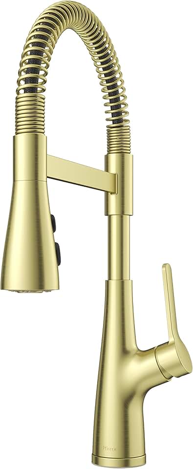 Pfister LG529-NECBG Neera Commercial Style Pull Down Kitchen Faucet with Spring Spout, Brushed Gold