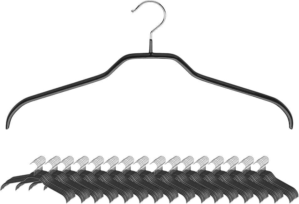 by Reston Lloyd Non Slip Space Saving Wide Width Clothing Hanger, Style 45/F, Set of 140pcs, Black