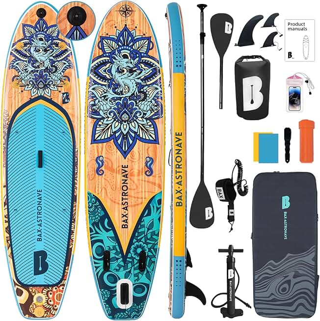 10'6''/11'x30''/32''x6'' Inflatable Stand Up Paddle Board Stable SUP Paddle Boards for Adults with Durable Accessories Backpack Pump Adjustable Leash Premium Paddle Repair Kit