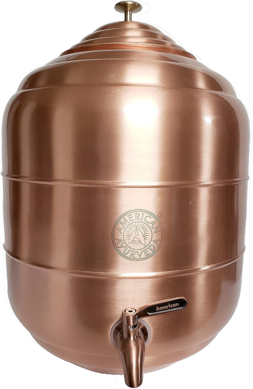 American Ayurveda Countertop 100% Pure Copper 5 Gallon Dispenser Storage Tank Pot With Stainless Steel Faucet and Lid Kitchen Home Health Yoga Meditation