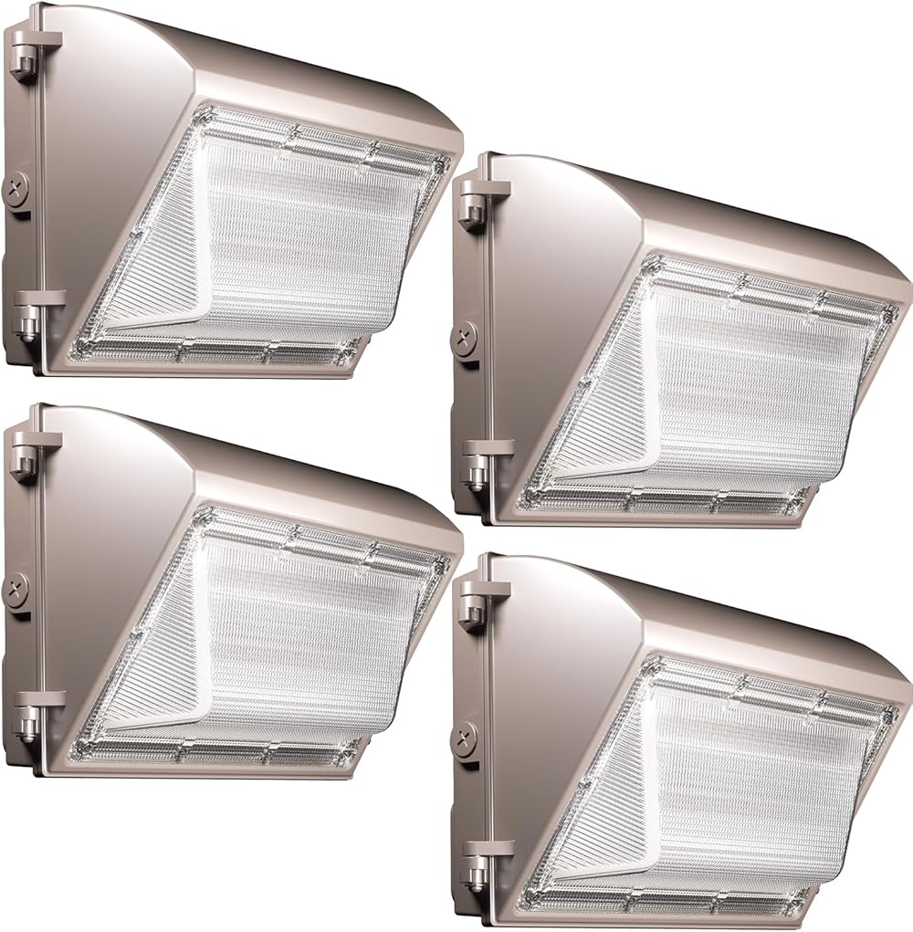 LED Wall Pack Light 120W 4 Pack with Dusk to Dawn Photocell, 5000K Daylight Wall Pack Outdoor Light Repalces 800W HPS/HID Light, IP65 Waterproof for Stadium, Yard, Buildings, Parking Lots