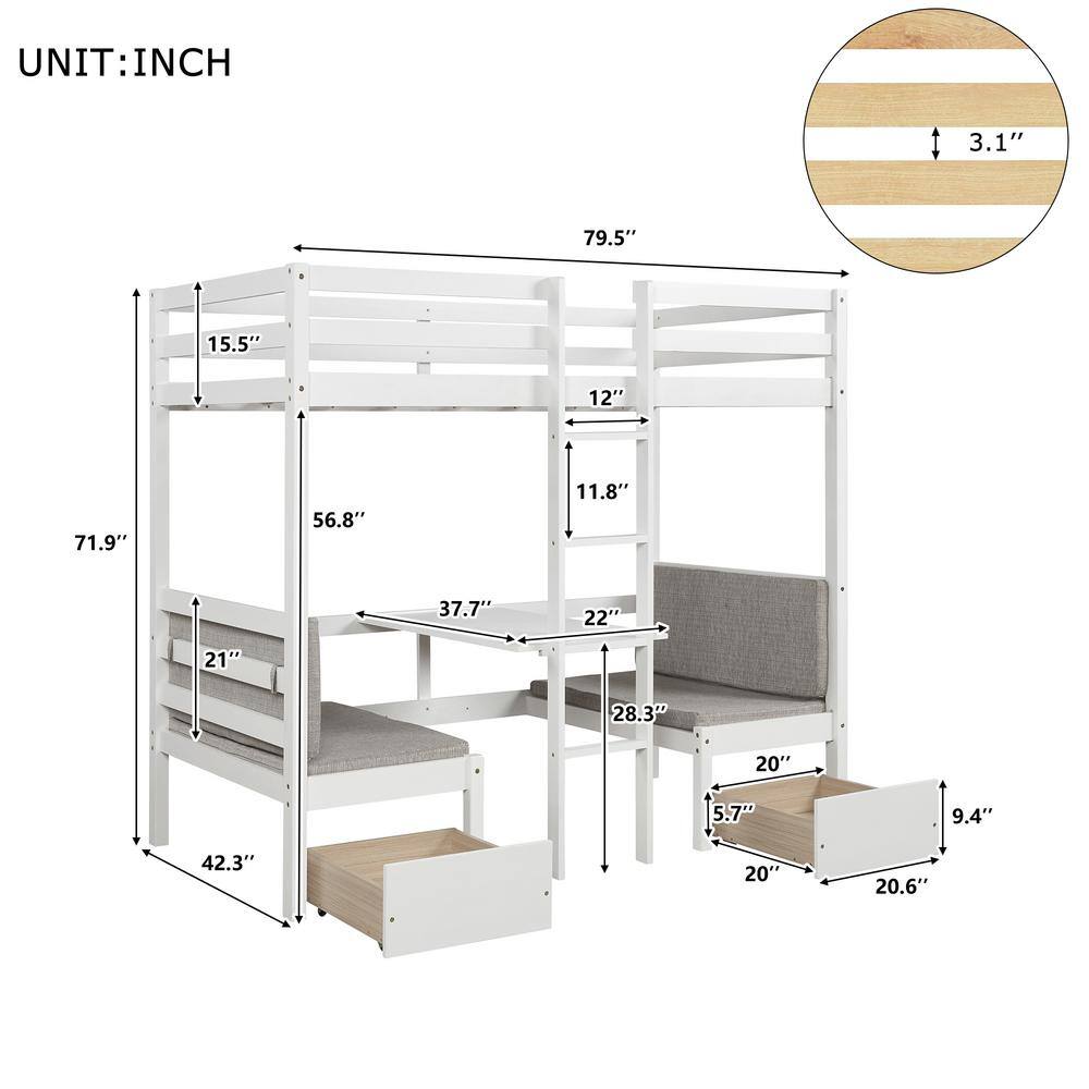 Harper   Bright Designs White Multifunctional Bunk Bed with Desk