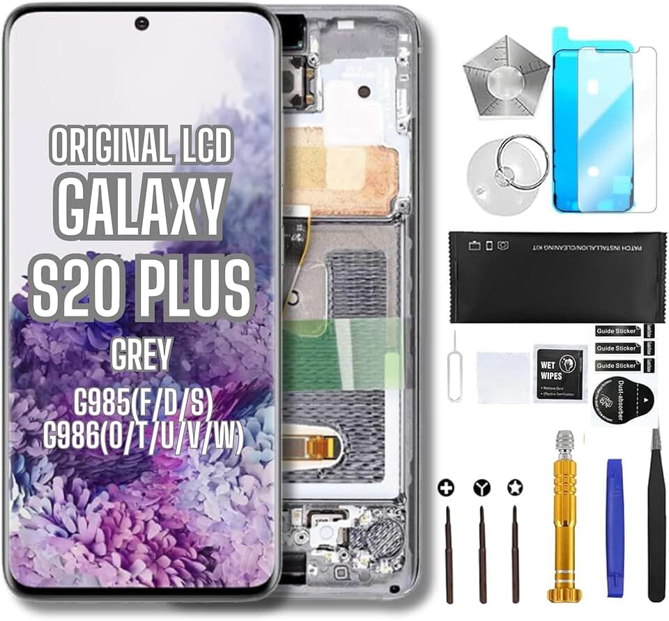 Samsung Galaxy S20 Plus(5G) LCD Screen Replacement with True Original OEM Display Digitizer Touch Assembly G985(F/D/S) G986(0/T/U/V/W) Premium Repair Toolkit + Free Install (Cosmic Gray Frame)