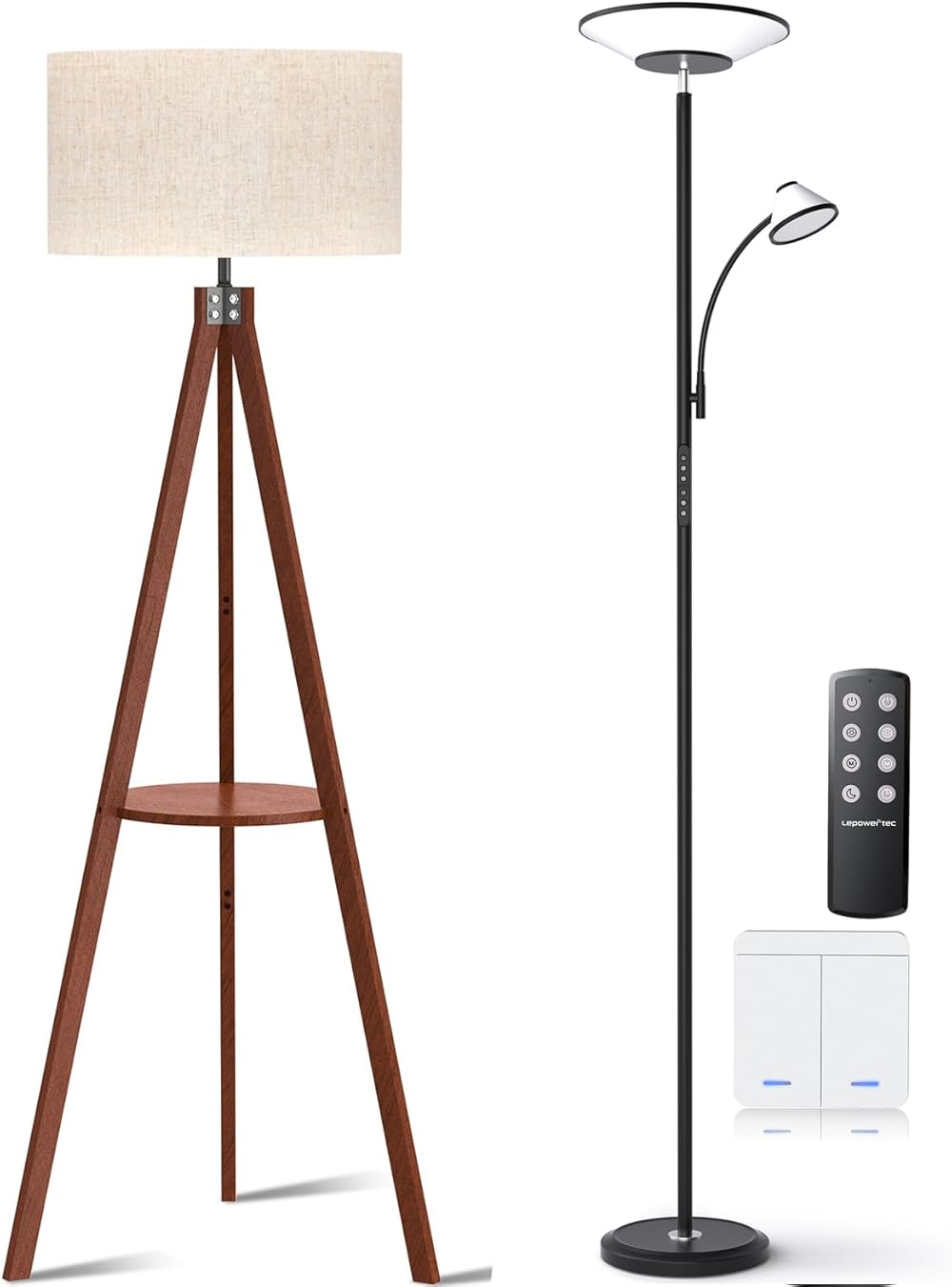LEPOWER Double-Sided Super Bright Floor Lamps for Living Room & Tripod Floor Lamp