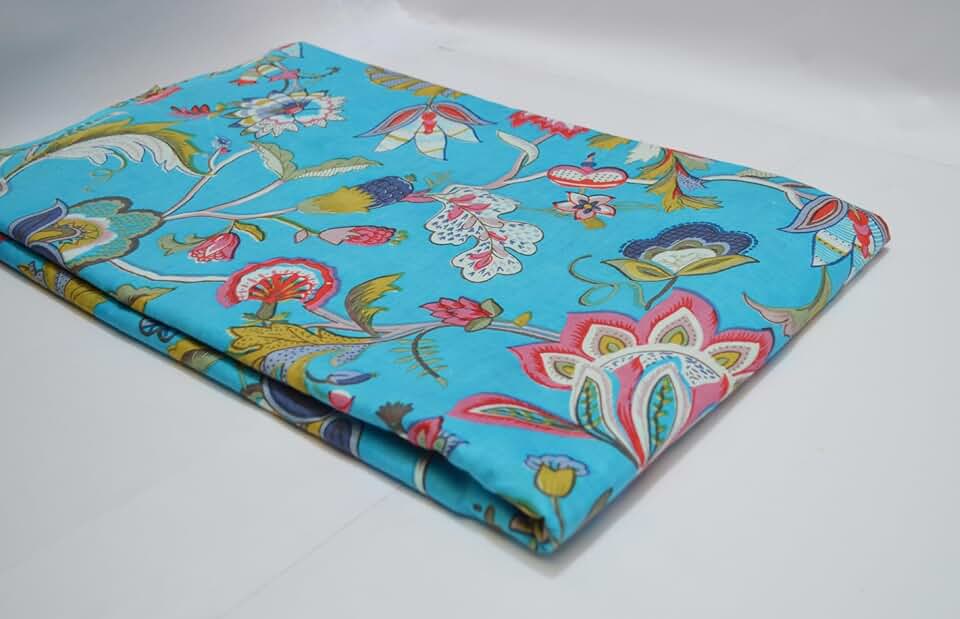 Scrren Print Dressmaking by The Yard Fabric 100% Cotton Floral Print Fabric for Sewing Crafting Ethnic Running Natural Dye Sanganeri Indian Fabric by The Yard 509 (50 Yard pre Cut)