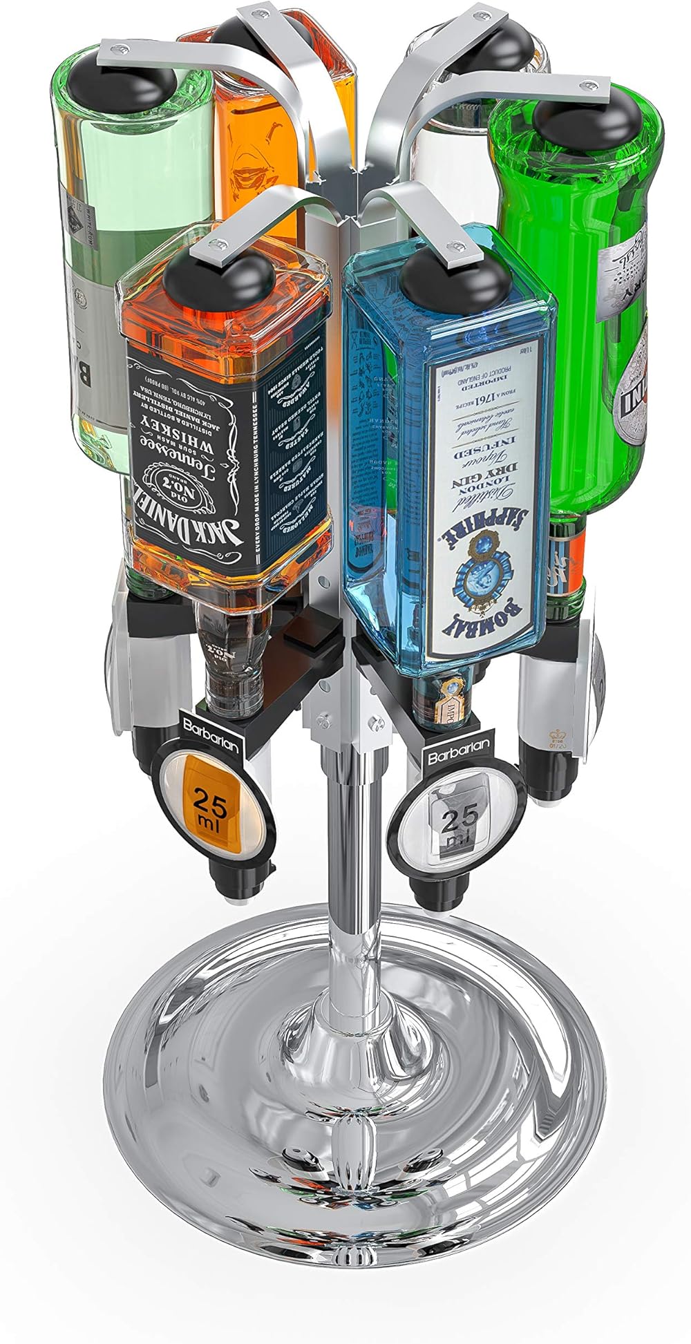 Barbarian 4/6 Bottle Rotary Liquor Dispenser For Home Bar - Bar Butler Shot Measure Bracket Alcohol Wine Upside Down Drink Jigger Optics Man cave
