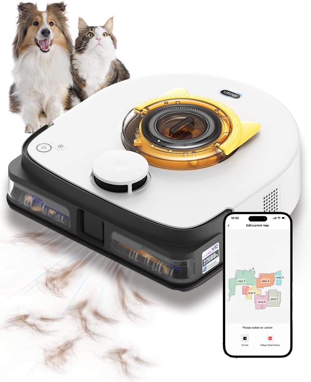 V10 Robot Vacuum Cleaner with 22000 Pa Powerful Suction, Anti-Tangle Brush, Cyclone Triple Filter, LIDAR Navigation, Deep Cleaning for Pet Hair, Floor Carpet, Self-Charging, WiFi APP Connect