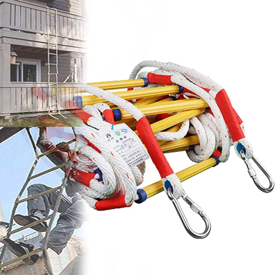 Reusable Escape Rope Ladder, Emergency Fire Escape Ladders, Nylon Home Climbing Safty Ladder Escape from Window and Balcony,49FT/15M