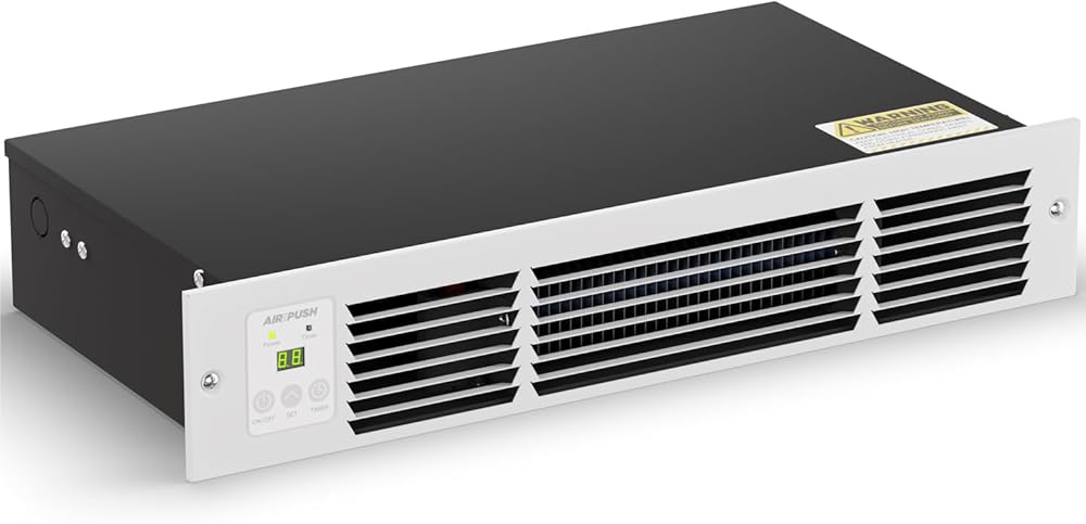 Kickspace Heater with Built-In Thermostat and Timer, HTA15 Toe Kick Heater 1500W Fan-Forced Wall Heater for Cabinet and Vanities Kickspaces, White