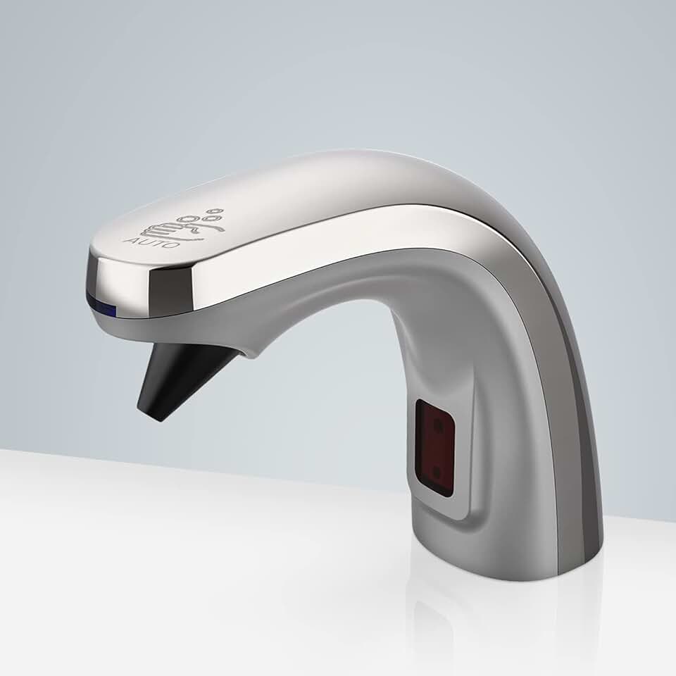 Commercial Automatic Liquid Foam Soap Dispenser - FS1025 Contemporary Style Deck Mount Metal Sensor Soap Dispenser - Polished Chrome Finish