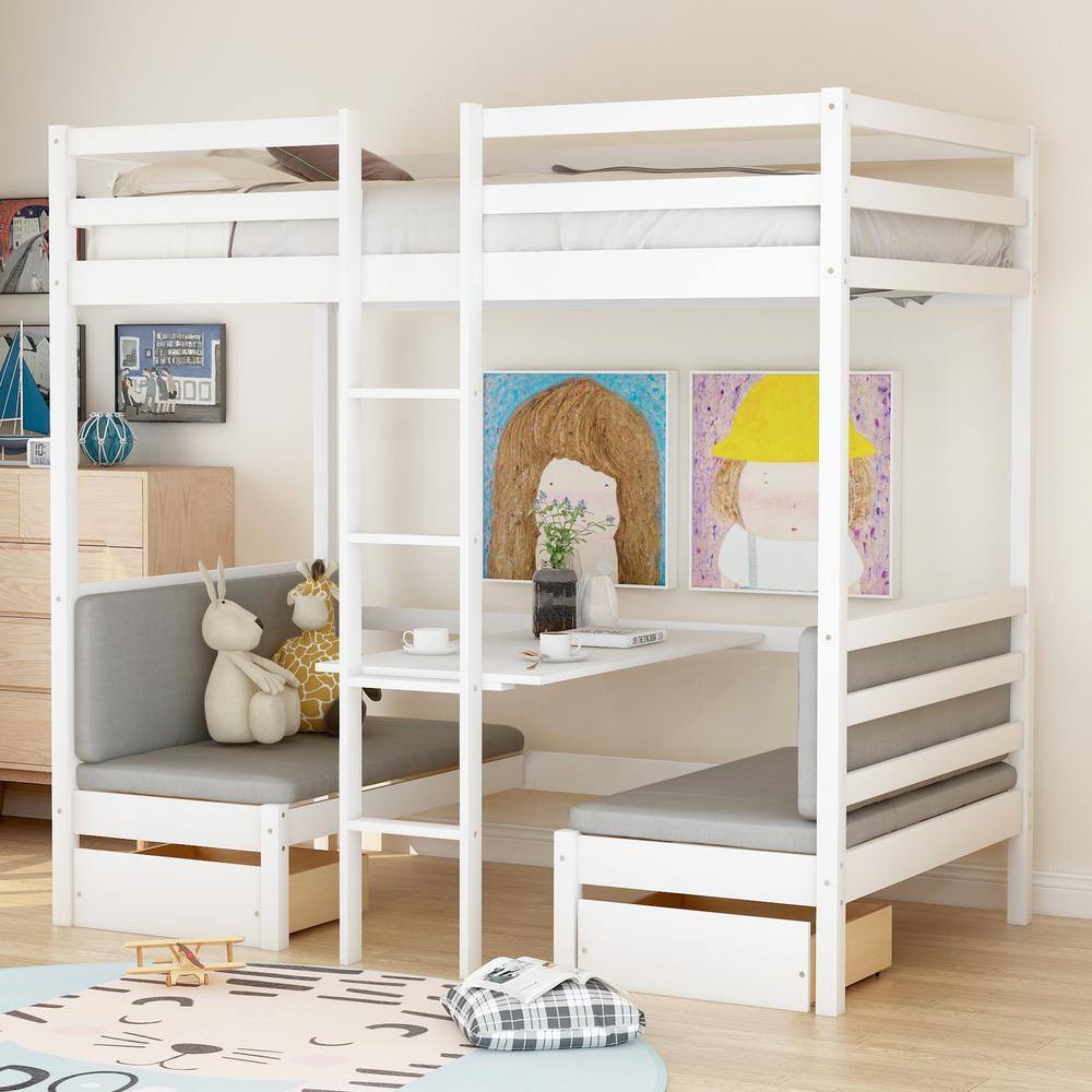 Harper   Bright Designs White Multifunctional Bunk Bed with Desk