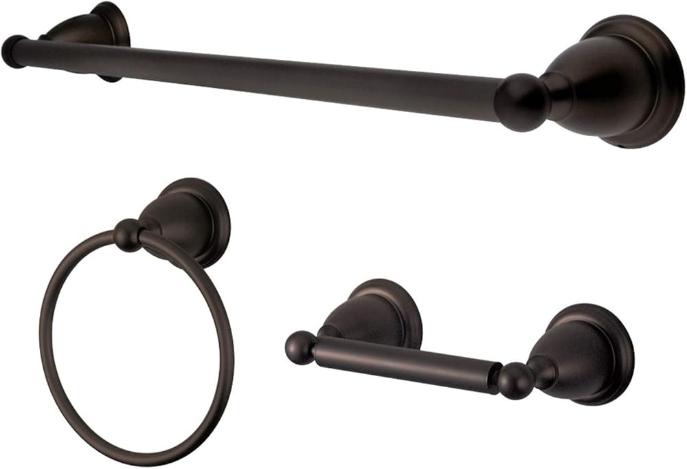 Kingston Brass BAK175248ORB Heritage 3-Piece Bathroom Accessory Set, Oil Rubbed Bronze