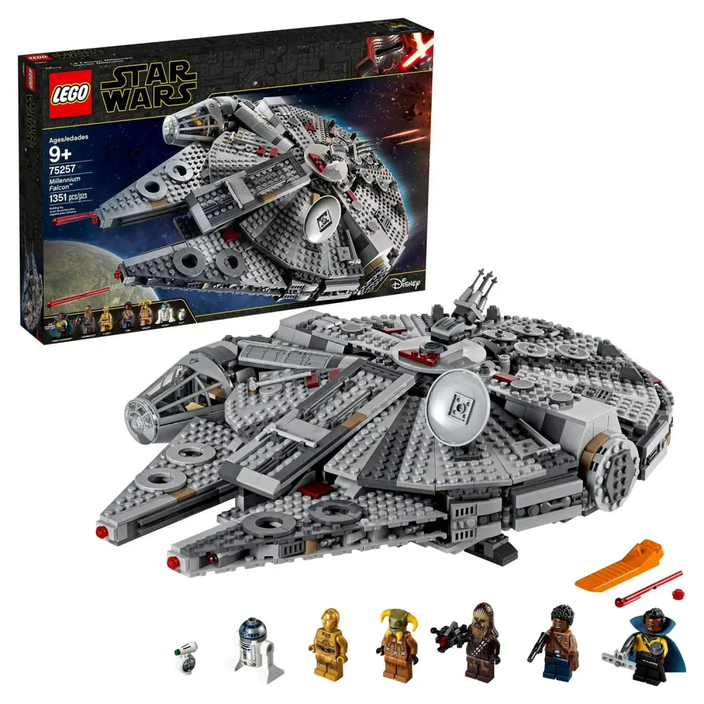 LEGO Star Wars Millennium Falcon 75257 Building Set – Starship Model with Finn, Chewbacca, Lando Calrissian, Boolio, C-3PO, R2-D2, and D-O Minifigures, The Rise of Skywalker Movie Collection