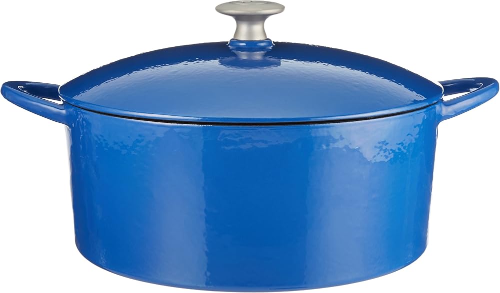 Mario Batali Enameled Cast Iron Round Dutch Oven, 6-Quart, Cobalt