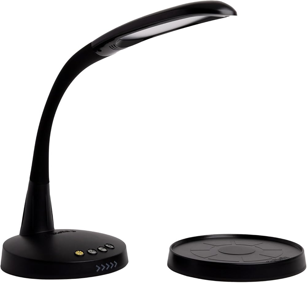Stella GO 12W Portable Task Lamp, Dimmable, Custom Color Temperature, Adjustable, and Remote Controlled Modern Standing Lamp for Living Room, Bedroom, and Office Lighting (Black)