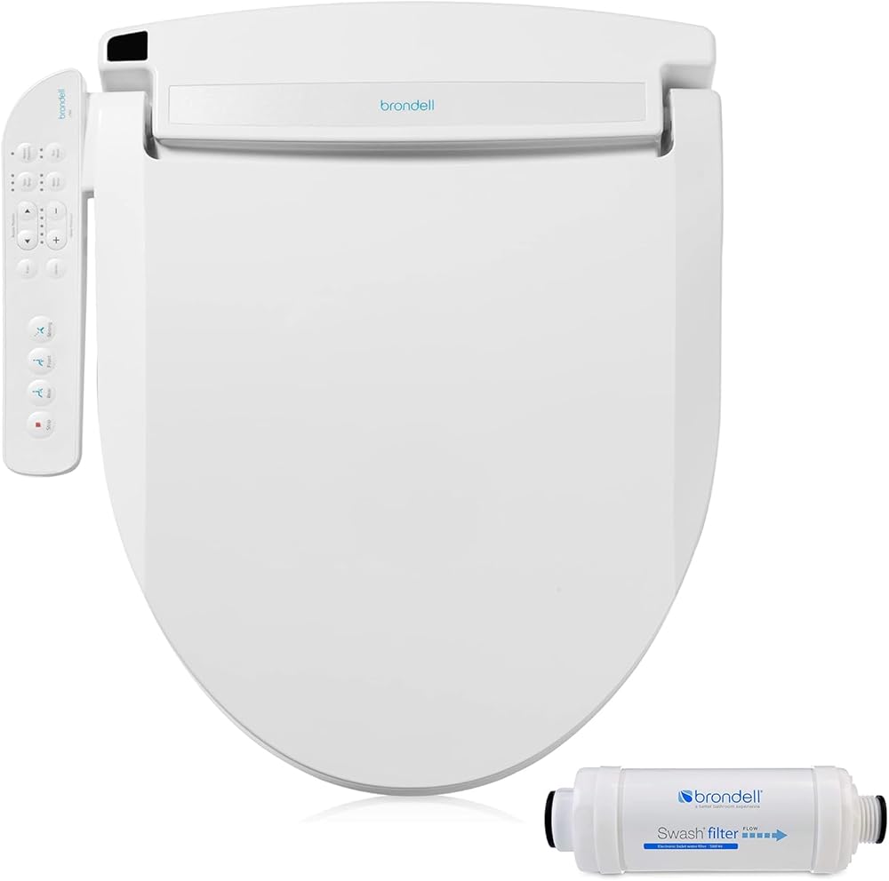 Brondell LT89 Swash Electronic Bidet Toilet Seat for Round Toilets & SWF44 Swash Bidet Filter Bundle