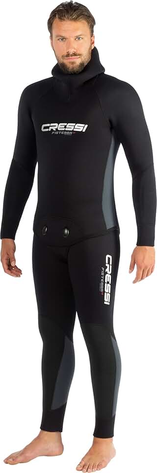 Cressi 2 Piece 8mm Full Wetsuit for Use in Cold Waters- Watertight and High Thermal for Full Comfort- Fisterra: Designed in Italy