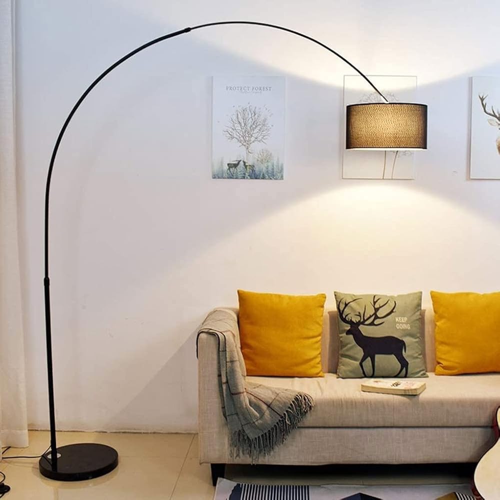 Fishing Lamp Floor Lamp, Black E27 Stand Reading Table Lights Floor Lamps Simple Living Room Study Modern Bedroom Lamp Tall Pole Standing Uplight Lamps