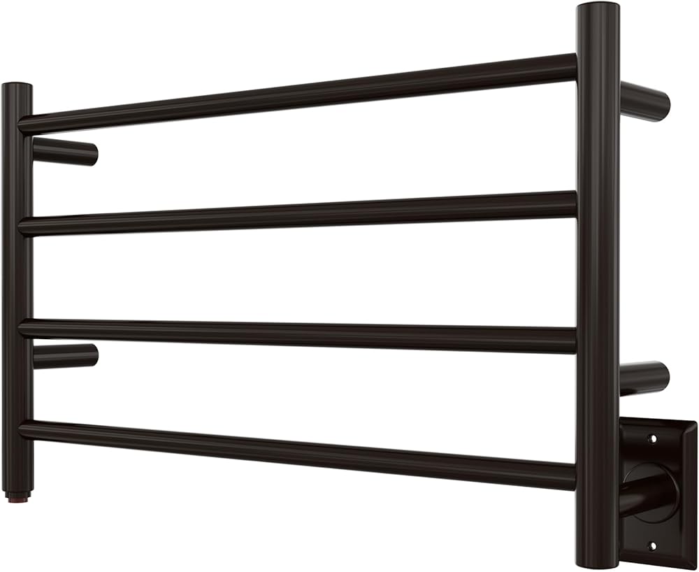 HEATGENE Towel Warmer 4 Bar Towel Dryer Wall-Mounted Plug-in Bath Towel Heater - Venetian Bronze