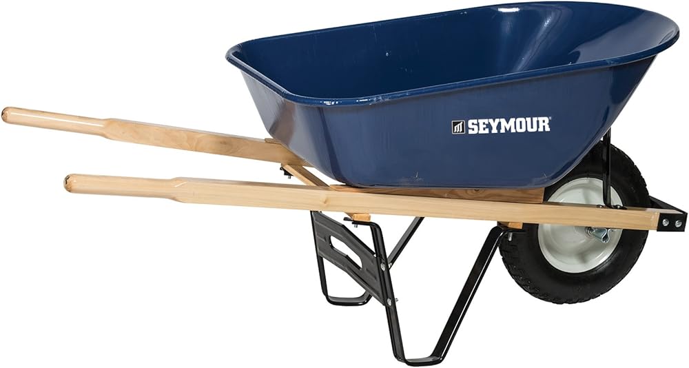 Seymour 85740 WB-6SHD Wheelbarrow, Steel Tray and Wood Handles, Standard Knobby Tire, 6 cu. ft.