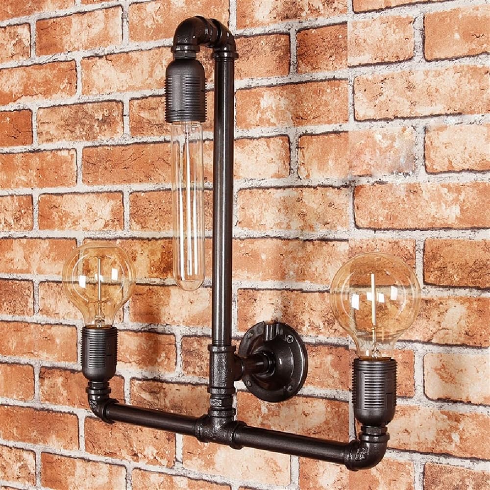 European Wall Light 3-Lights Loft Retro - Industry Wall Lamp V-intage Ron Water Pipe Steampunk Wall Light Personality Decorative Restaurant Bar Coffee Shop Wall Sconce E27,Ceil